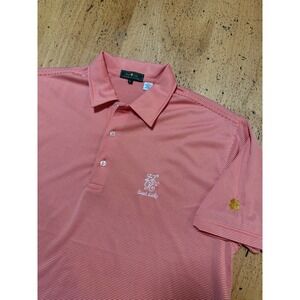 East Lake Golf Polo‎ Shirt Mens L Orange Striped Lightweight Golden Shamrock